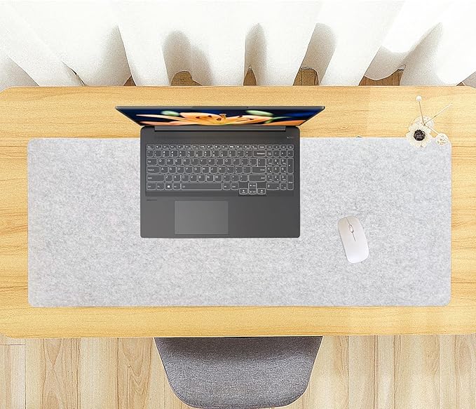 DAWNTREES Felt Desk Pad,Large Keyboard Mat,Wool Desk Mat,Extra Large Felt Mouse Pad for Computers,Laptops, Offices and Homes. (Light Gray)