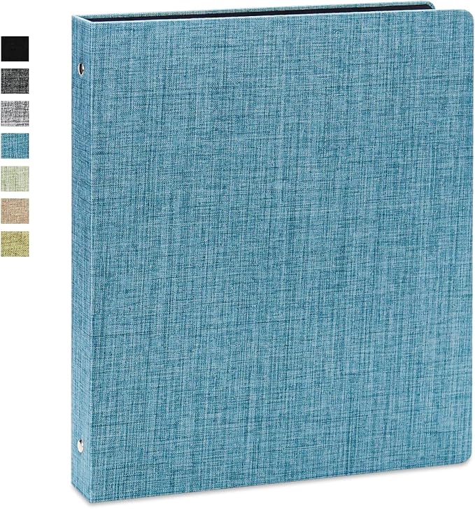 Vienrose 3 Ring Binder 1 Inch Round Rings with Linen Fabric Cover, Fits 8.5 x 11 Inch Paper, Durable Organizer for School, Office, Home, Recipes, Blue