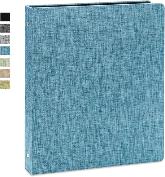 Vienrose 3 Ring Binder 1 Inch Round Rings with Linen Fabric Cover, Fits 8.5 x 11 Inch Paper, Durable Organizer for School, Office, Home, Recipes, Blue