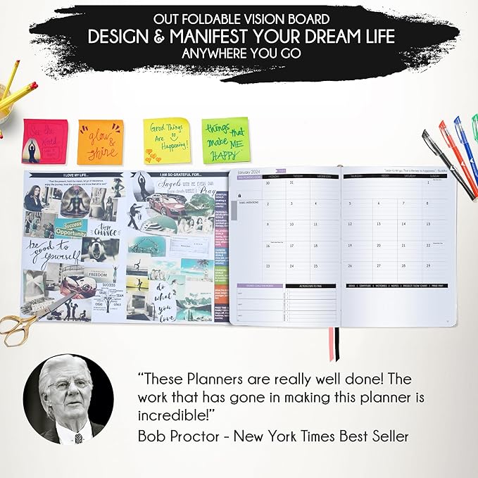 Law of Attraction Planner 2026 Deluxe with Productivity App | Weekly & Monthly Goal-Setting Planner, Life & Gratitude Journal | Include Foldable Vision Board, Gift Box & Stickers
