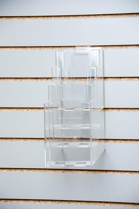Clear-Ad - LHF-Z104 - Acrylic Slant Back 4 Tier Trifold Brochure Display w/Z-bar for SlatWall - Plastic Literature Holder for Flyers, Booklets, Bills, Mail, Letters, Cards, Pamphlets, Maps (2-Pack)