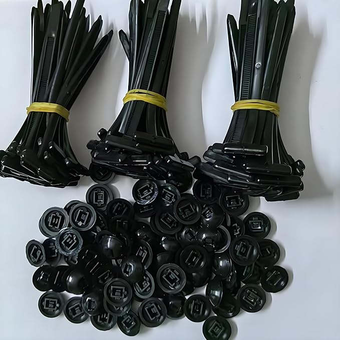 200 Pcs Nylon Universal Cable Tie Buckle with PP Storage Box - Multifunctional Zip Ties with Pin & Button, UV Resistant Fasteners for Car Repair, Bumper & Fender Clips (50PCS)