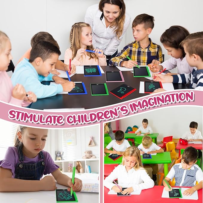 Zhehao 24 Pack LCD Mini Writing Tablet for Kids 4.5 Inch Doodle Board Bulk Erasable Reusable Electronic Drawing Pad Birthday Party Favors Goodie Bag Classroom Gifts(Blue,Pink,Green,Red)