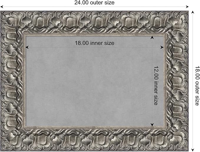 Amanti Art Silver Framed Magnetic Board 18x24 Small Vision Board for use with Magnets, 100% Metal Sheet to Display Items as Office Decor or for Home Organization in mudroom, Kitchen or Kids Room
