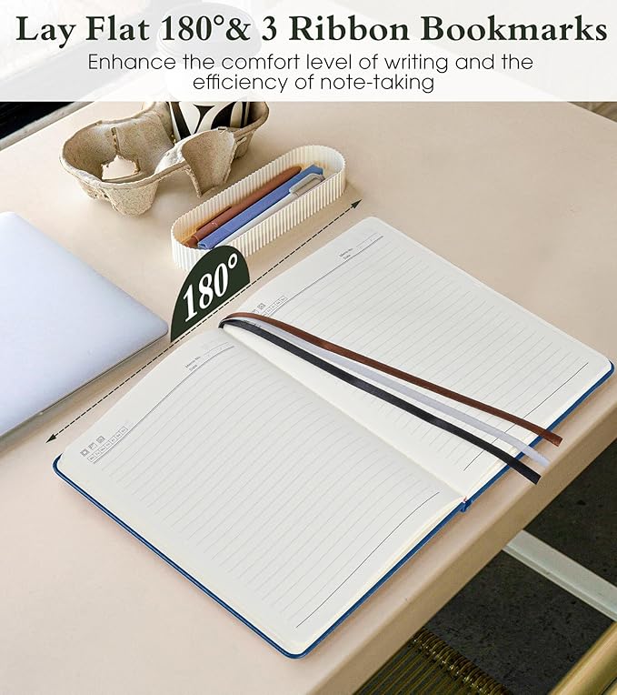 PAIBAS Lined Journal Notebook for Women Men, 160 Pages, A5 Hardcover Vintage Leather Journaling Notebooks for Work, School, Note Taking, Travel, Bible Study, Daily Diary for Writing 5.8"x8.5" (Navy)