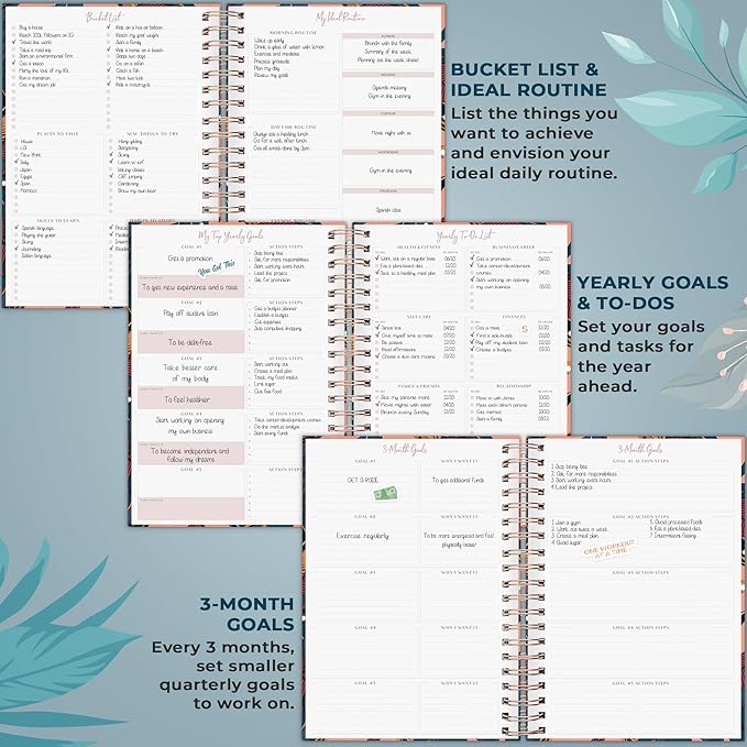 PLANBERRY Large Hourly Schedule Planner Premium – Undated Organizer for Productivity, Time Management & Budget, 8x10.4″ (Tropical Night)