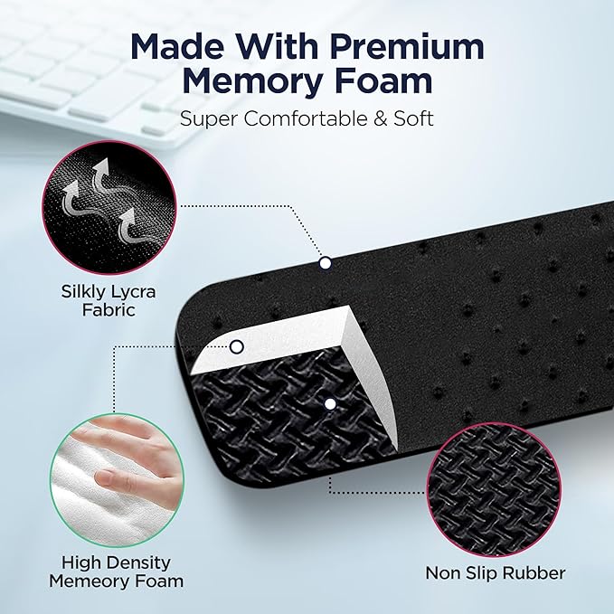 EdgeRest PostureUp L-Shaped Desk Long Wrist Rest Elbow, Forearm & Wrist Comfort Support for Table or Desk Edge, Non-Slip, Memory Foam Padding, Ergonomic Design for Work, Universal Fit, Black