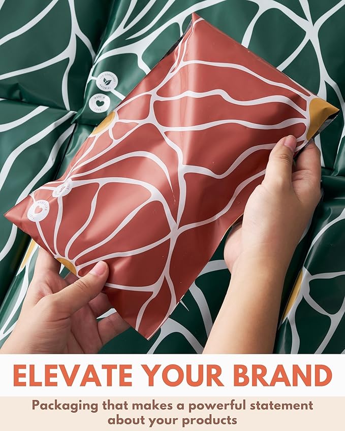 Poly Mailers 6 x 9 Inch - 100 pack Biodegradable Shipping Bags for Stationery and Small Accessories - Impack Self-Seal Waterproof Thick Mailing Envelope for Small Items - Crimson Grove