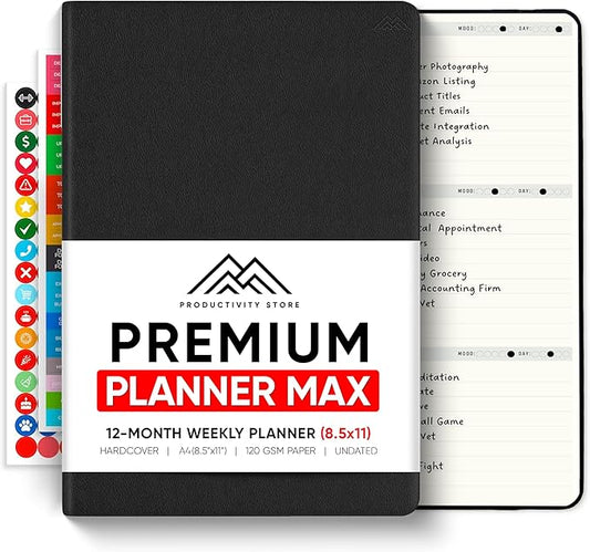 Undated, 2026 Planner, 8.5" x 11" - The #1 Productivity Planner to Achieve Your 2026 Goals - Planner 2026-2027 by PRODUCTIVITY STORE (A4, BLACK)