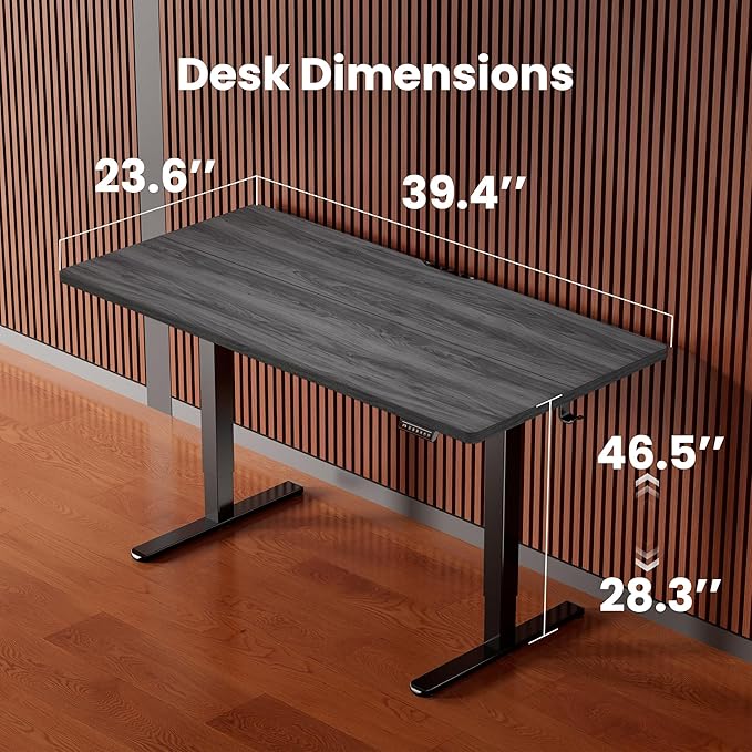 ErGear Small Height Adjustable Electric Standing Desk, 40 x 24 Inches Sit Stand up Desk, Memory Computer Home Office Desk with Two-Piece Desktop (Grey)