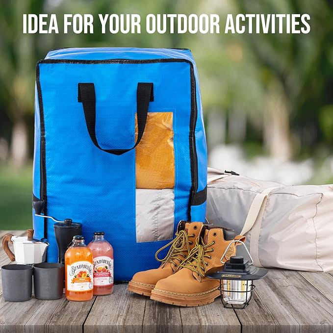 TAILI 2 Pack Blus Moving Bags w/Adjustable Backpack Straps, Moving Supplies, Moving Boxes Alternative, Heavy Duty Storage Totes for College Packing, Camping Backpack for Travel, Dorm, Laundry