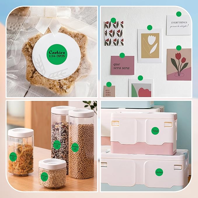 1 Inch Round Color Coding Labels, 1000 Dots Per Roll Green Color Coded Dot Stickers, Round Color Dot Labels for Organizing, Filing, and Storage