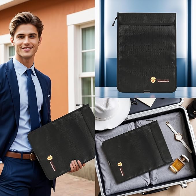 2 Pcs Fireproof Waterproof Document Bag(2000℉) – Fire & Waterproof Money Pouchfor for Cash w/Zipper – Safe Storage for A4/A5 Documents Holder, File, Cash, Jewelry, Passport, Tablet, Laptop