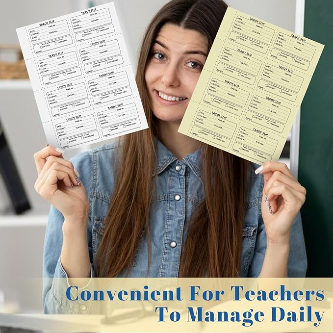 2 Pack 800 Pcs Tardy Slip Book with Carbonless Duplicates Easy Removal Fold and Tear with 3.9 * 2.8inch (Tardy Slips) 2 Part Form Register Book for Student Late Arrival School Supplies Teacher