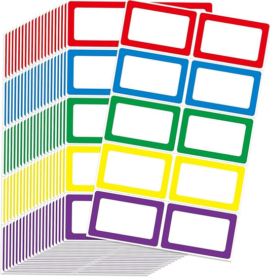L LIKED 400 Stickers - 3.5" x 2.25"Colors Plain Name tag Labels with Perforated Line for School Office Home (Blank - 400 Labels)