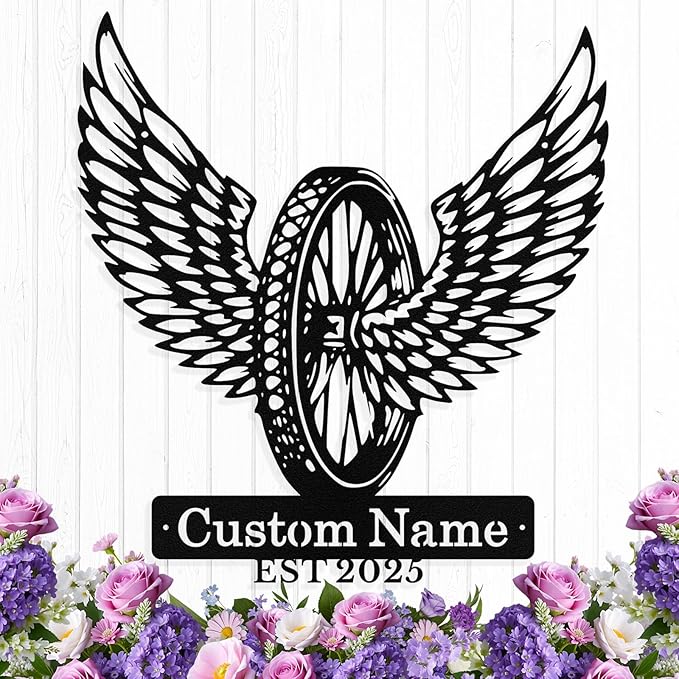 Custom Motorcycle Wheel Metal Signs Personalized Biker Name Sign Custom Garage Decor Motorbikes Wall Art Decor Motorcycle Sign Men Room Decorate Gifts for Men Husband Rider