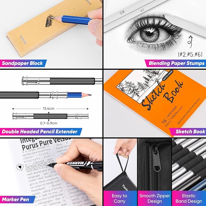 Taotree 81 Pack Art Supplies for Adults Artists Gifts, Pro Art Kit Drawing Pencils Set, Drawing Supplies Sketching Kit Sketch Book, Colored Graphite, Watercolor, Metallic, Charcoal Pencils Sketch Set