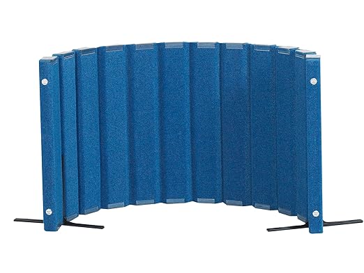 Angeles 30" x 6' Quiet Divider With Sound Dampening Panels, Freestanding Room Divider Wall, Blue