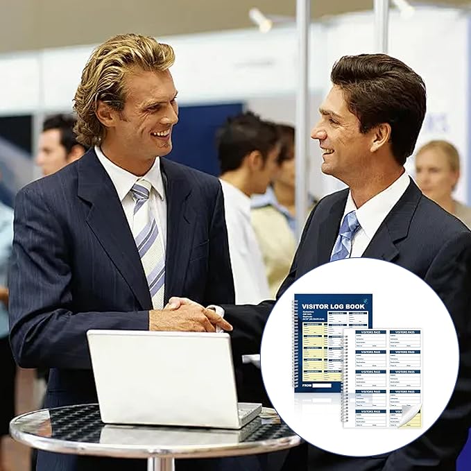 3 Pack of 1500 Visitor Badges Registry Log with Carbonless Copy 2-Part Letter Size Visitor Log Book Spiral-Bound Self Visitor Badges Guest Register Book for Business or School (3)
