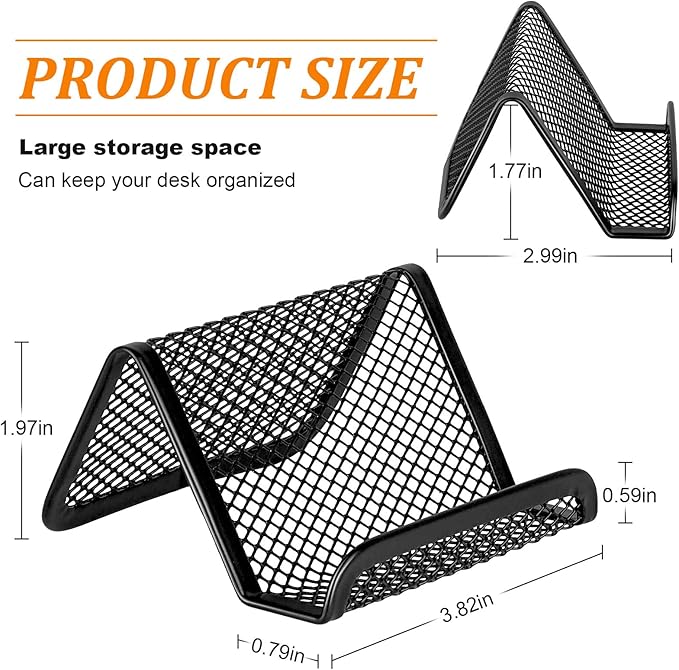 EMOMAS Business Card Holder for Desk, Office Desktop Business Card Display Holder, Mesh Business Card Holder, Desk Accessories for Women and Men,Black ( 6 Pack )