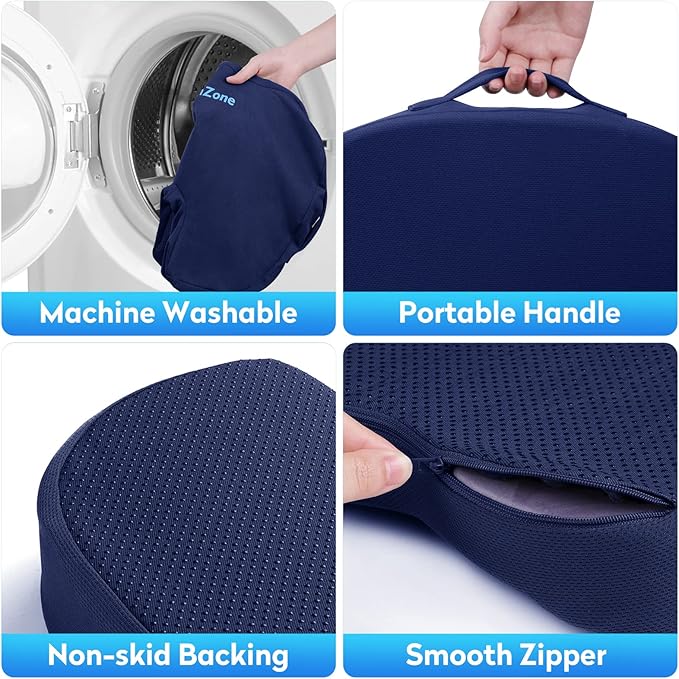 CushZone Office Chair Cushions, Memory Foam Coccyx Cushion for Tailbone Pain Office Chair Car Seat, Sciatica, Coccyx, Lower Back Pain Relief (Blue)