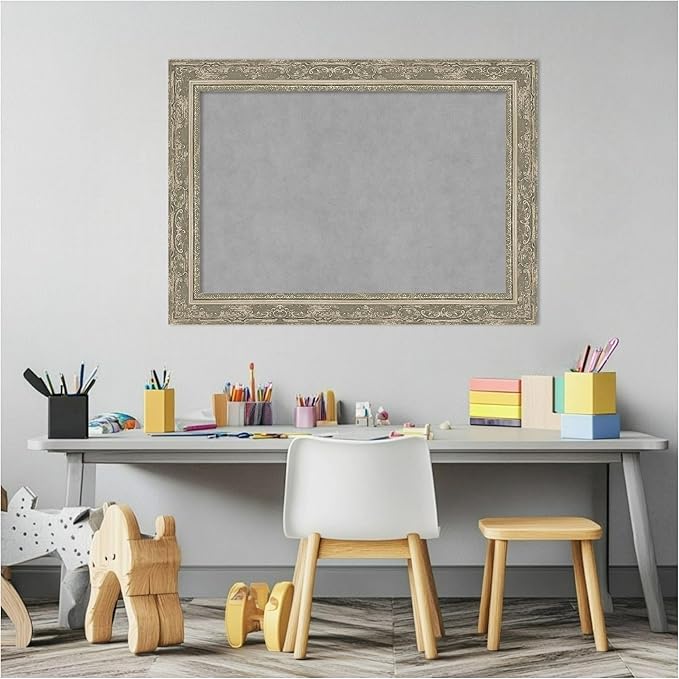 Amanti Art Silver Framed Magnetic Board 20x28 Medium Vision Board for use with Magnets, 100% Metal Sheet to Display Items as Office Decor or for Home Organization in mudroom, Kitchen or Kids Room