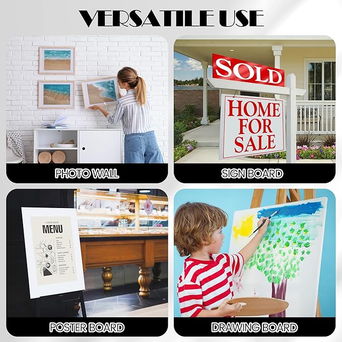 Elcoho 4 Pack White Foam Board, 24 x 36 Inch Acid-Free Foam Core Board, 5mm Thick Double Sided White Poster Boards for Presentation Art Display Office School Projects Crafting Sign Making