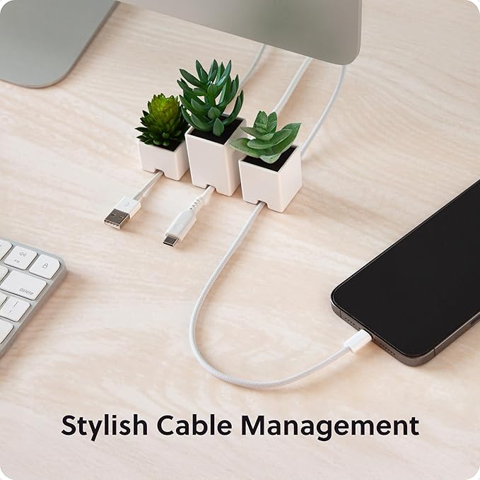 U Brands Adhesive Faux Succulent Cord Organizers, Set of 3, Kitchen Gadgets Cable Management, Office Desk Accessories, Office Supplies, Assorted Colors