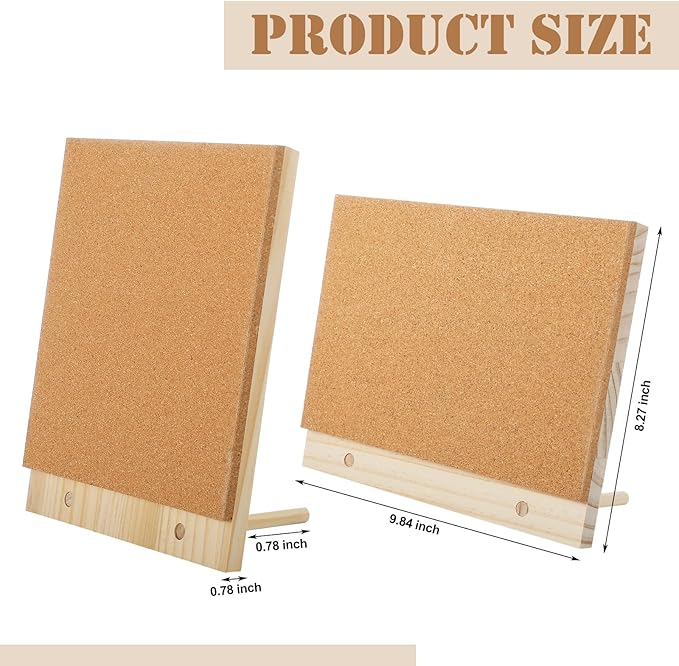 Fiwochic 2 Pcs Desktop Cork Board 9.8'' x 8.3'' Wood Frame Bulletin Board with 12 Push Pins Display Message Memo Picture Boards for Home Office School Wall Decor
