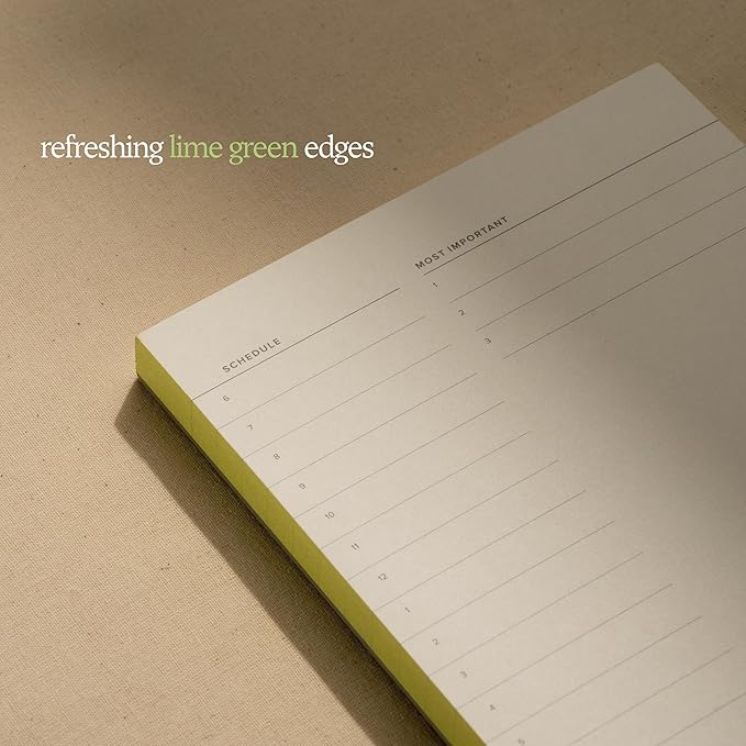 Daily To-Do List Notepad – Desk Pad for Work and Study, Lime, 8.25x5.85 Inches