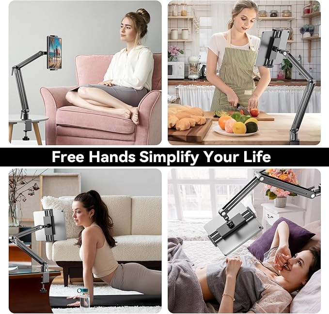 Feising Mount Soporte para Tablet/Portable Monitor/Ereader - Strong Bearing Weight over 5.5lbs with Built-in Adjusting Wrench with 360°Rotate Base Fits for ipad 4.7-15.6" Tablet Stand Holder