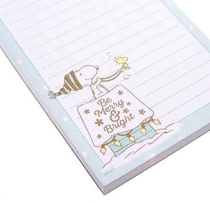 Graphique Merry Snoopy Holiday Magnetic Notepad | 100 Tear-Away Sheets | Grocery, Shopping, To-Do List | Writing Pad for Fridge, Kitchen, Office | Lined Paper | Great Gift | 4” x 9.25”