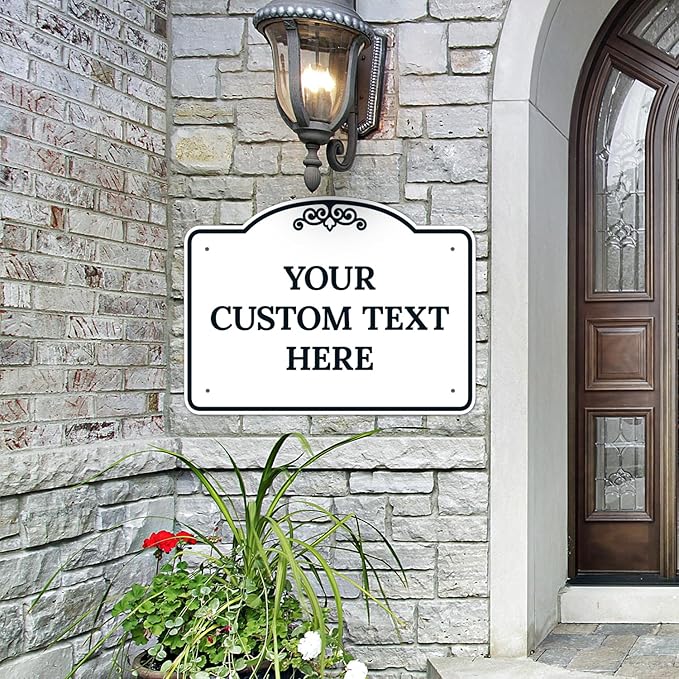 Custom Decorative Sign, Personalized Metal Sign for Driveway, Home, Airbnb, Door Plaque,White Background Black Border Sign, 18x24 Inches, ACM, Fade Resistant, Made in USA by Sigo Signs
