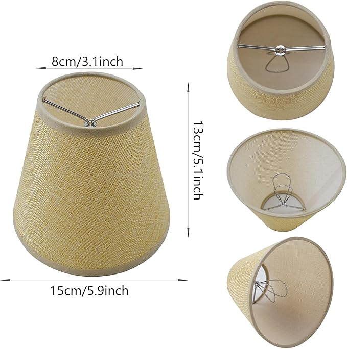 TAaMTYH small lamp shade chandelier shades set of 3，Fabric Lampshade for Wall Lamp，chandelier shades，small table lamps，For Cutting Edge bulbs, Clip-on Fitter Lampshade，3" X 6" X 5"