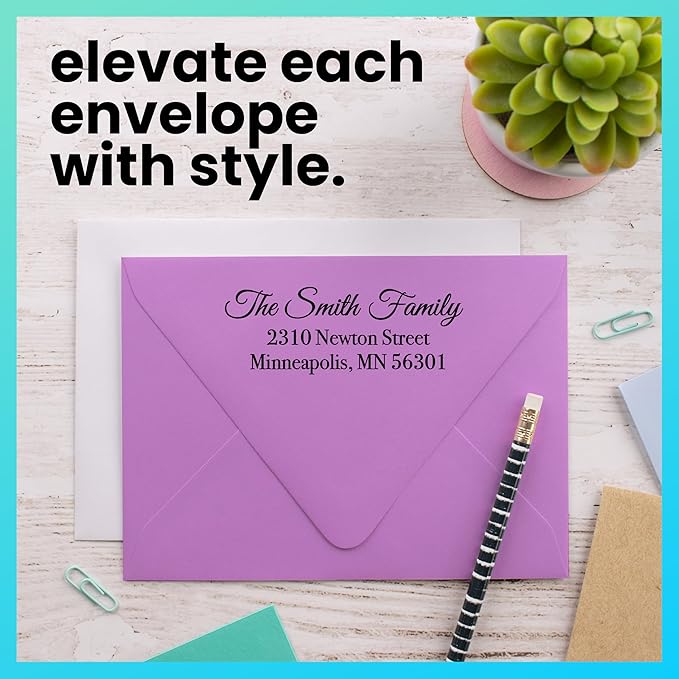 ExcelMark Personalized Return Address Stamp – Custom Self Inking Rubber Stamp (Large, Great Vibes)