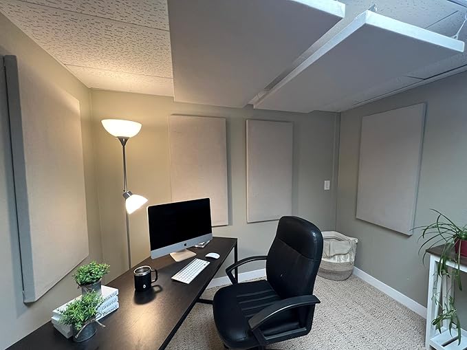 ATS Acoustics Home Office Residential Acoustic Treatment Room Kit Sound Absorbing Acoustic Panel 6 Pack for 50-100 Sq Ft (Linen)