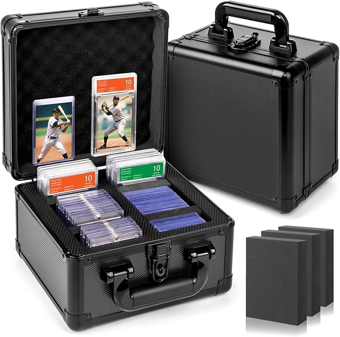 MewVeer Trading Card Storage Box, Graded Card Case, Top Loader Storage Cases with Lock, Hard Card Boxes for Sports Cards hold up to 70 PSA, 250+ Top Loaders