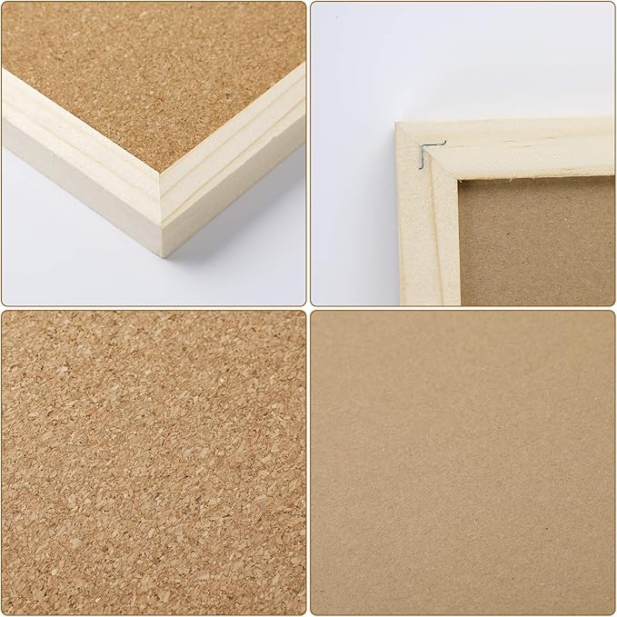 Cork Board Bulletin Board - 15.7 X 12 Inches Vision Board Wood Frame Corkboard Message Board Wall Mounted Pin Board for School, Home & Office (with Pins, Eye Bolts, Gaskets, Screws)