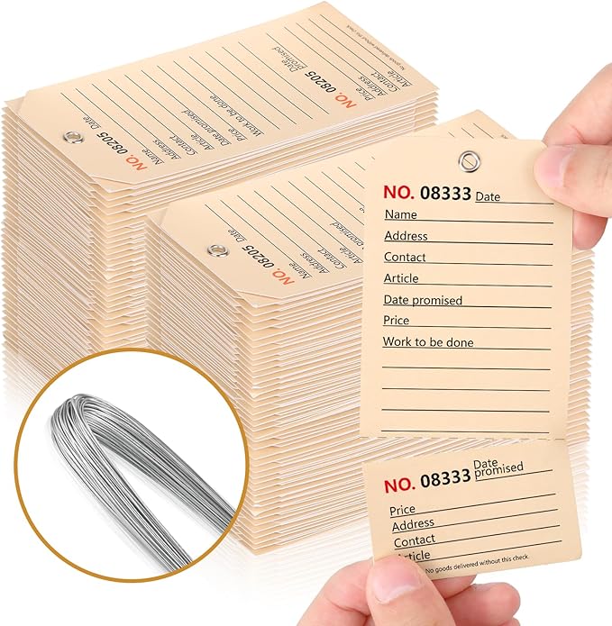 200 Pack Red Repair Tags with Wire Rope Service Repair Tags Numbered with Wire Durable 2.6 x 5.25 Inch Labels for Production Equipment Maintenance Price Notice (200, White, 2.6x5.25in)