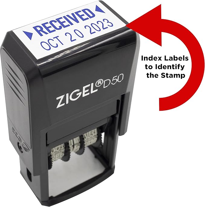 ZIGEL D50 Date Stamp with Posted - Self Inking Date Stamp - Blue