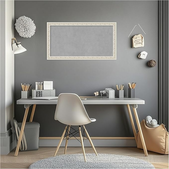 Amanti Art Silver Framed Magnetic Board 14x26 Small Vision Board for use with Magnets, 100% Metal Sheet to Display Items as Office Decor or for Home Organization in mudroom, Kitchen or Kids Room