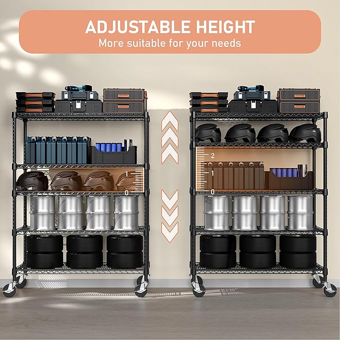 M MZG Garage Shelving 5 Tier Industrial Metal Shelving Units for Commercial, Basement, Pantry, Warehouse, School, Black Heavy Duty Easy Assembly 23.6" D x 53.2" W x 73.6" H