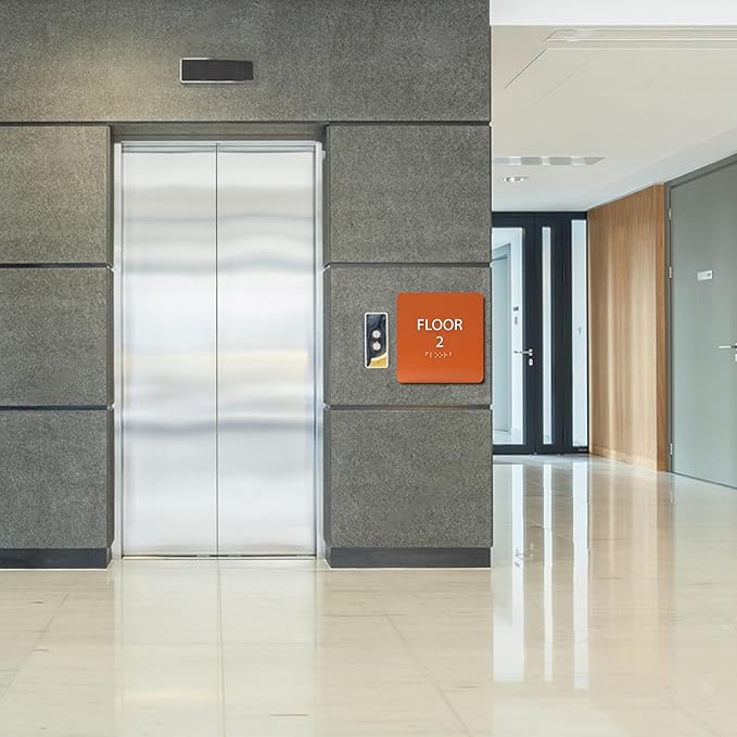 Burnt Sienna ADA Floor 2 Sign with Braille – Made from Durable Acrylic and Ready to Mount