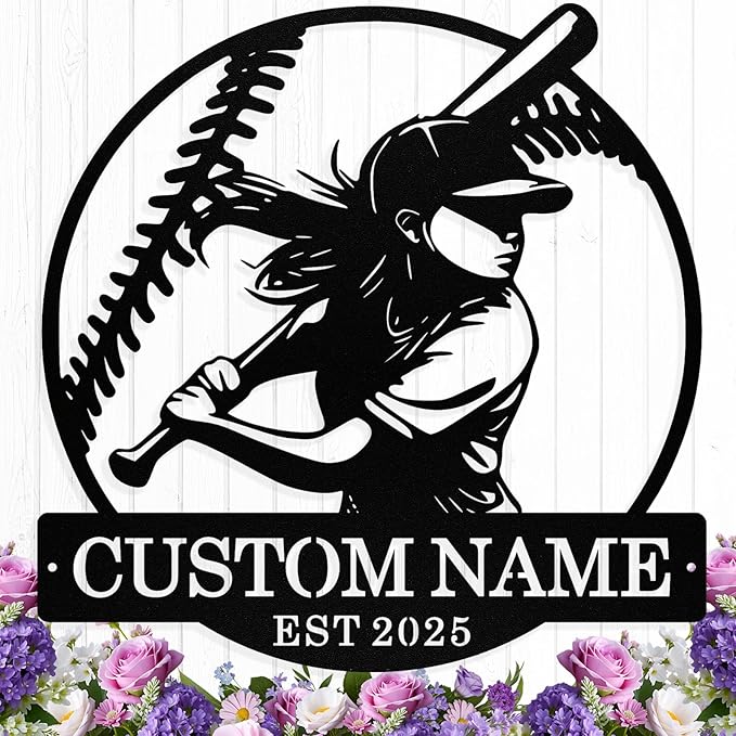 Personalized Softball Metal Sign Custom Player Name Sign Girls Room Decor Softball Lover Present Sports Wall Art Decor Gift for Girls, Team, Mother, Daughter