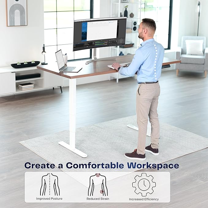 VIVO Electric Dual Motor Stand Up Desk Frame for 40 to 85 inch Table Tops, Frame Only, 3 Stage Height Adjustable DIY Workstation with Memory Controller, White, DESK-V103EW