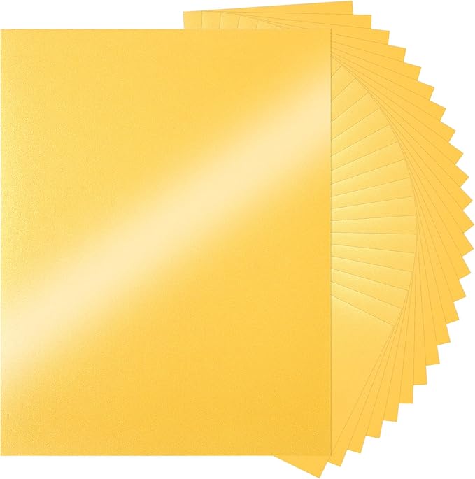 25 Sheets Gold Shimmer Cardstock 8.5 x 11Inch Metallic Card Stock 250GSM/92LB Heavyweight Craft Printer Paper for Wedding Invitations, Greeting Cards, Printing UAP18GD025