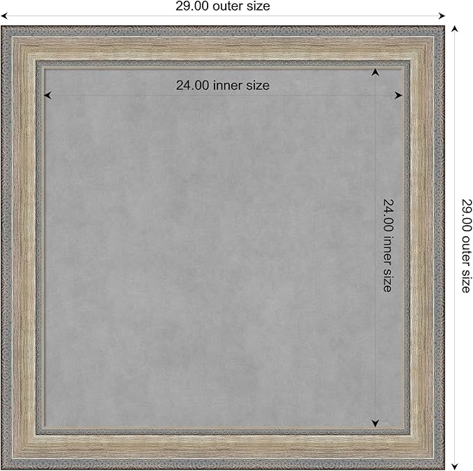 Amanti Art Silver Framed Magnetic Board 29x29 Medium Vision Board for use with Magnets, 100% Metal Sheet to Display Items as Office Decor or for Home Organization in mudroom, Kitchen or Kids Room