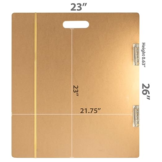Officemate 23" x 26" Artist Sketch Board with Handle for Drafting Art - Portable Wooden Clipboard for Class, Studio or Field Use (83099)