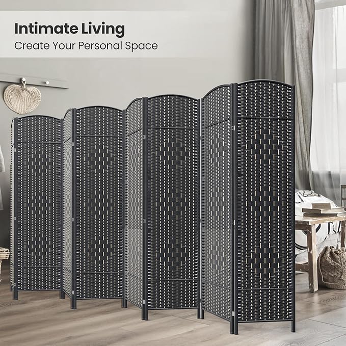 Cocosica 8 Panel Room Divider,6Ft Folding Privacy Screen,Tall - Extra Wide Foldable Panel Partition Wall Divider with Diamond Double-Weaved Hand-Woven Design Room Screen Divider