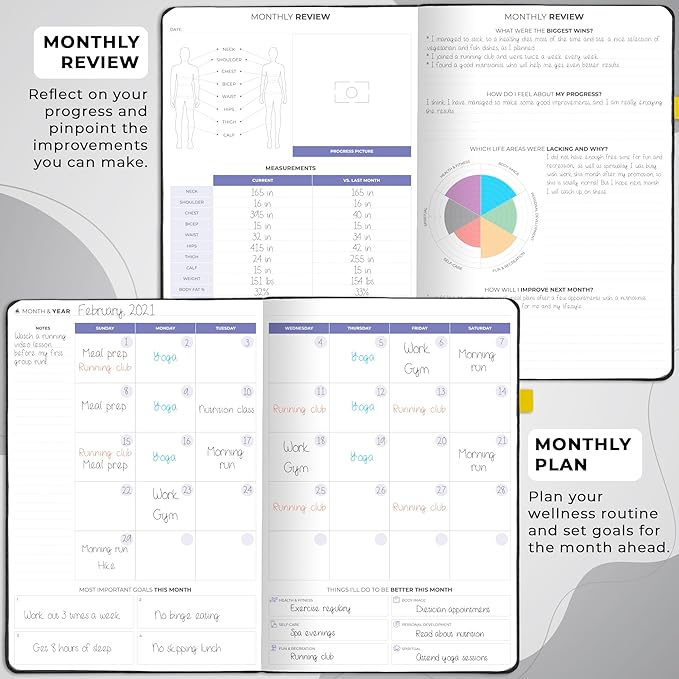 Clever Fox Fitness & Food Journal PRO – Daily Workout & Meal Planner for Women & Men – Exercise & Weight Loss Diary Notebook, 7.3x10.4” (Black)